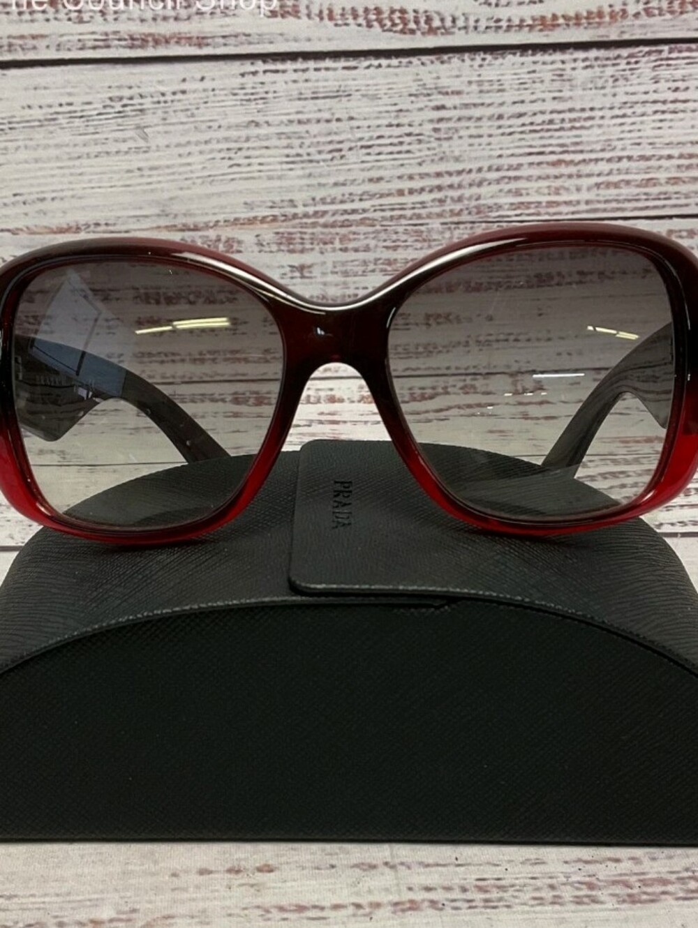 Prada SPR32P MAX-0A7 Burgundy Red Frame Grey Gradient Lens Sunglasses -Unisex
